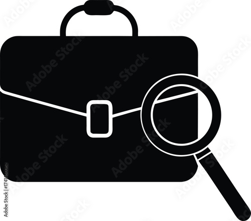 Briefcase with Magnifying Glass Silhouette