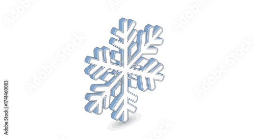 Canvastavla Single White Snowflake with Six Points and Blue Highlights.
