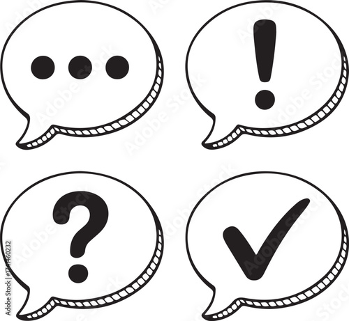 Hand Drawn Chat Bubble Symbols Communication Messaging