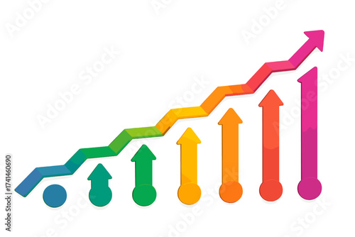 Business data financial chart. Abstract graph elements. Diagram with 7 steps, strategy, options or processes. Vector template for presentation. Infographic of growth, success.