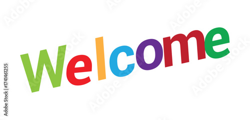 Colorful Welcome Text Design Isolated on White Background