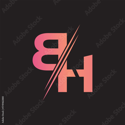letters BH, HB logo vector icon