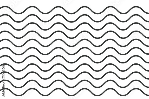 Seamless Wave Pattern Vector Background, Repeating Wavy Lines Design, Black Outline Curved Stripes, Abstract Flowing Lines, Transparent Overlay, Modern Decorative Element