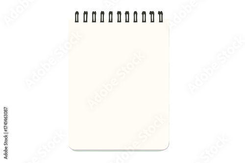 Realistic blank spiral notepad notebook isolated on white background, vector illustration with transparent background, office stationery, writing, sketchbook, note-taking tool
