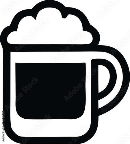 Stylized icon of a beer mug with frothy head simple beverage drink graphic for refreshment and celebration themes