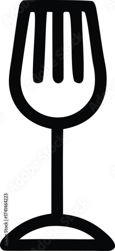 Simple hand-drawn fork icon symbol representing food dining eating meal kitchen utensil service hospitality restaurant diningware culinary