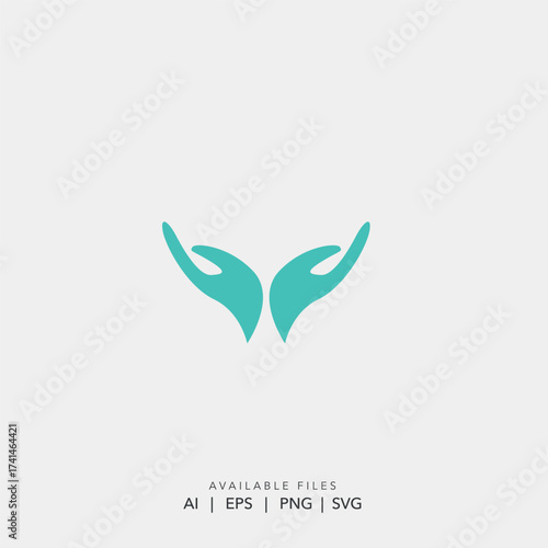 Abstract hands vector symbol for charity, community, and social support services.Clean minimal helping hands icon for a health