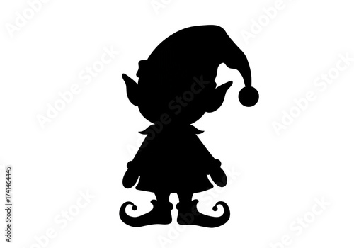 Silhouette of a whimsical Christmas elf, perfect for holiday crafts and festive designs, bringing a touch of magic to your creative projects