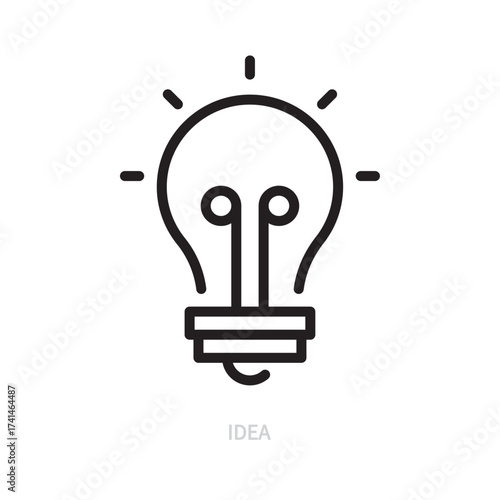 Idea line icon. Lightbulb, lamp symbol. Isolated on a white background. Editable stroke. Flat design. Vector illustration.