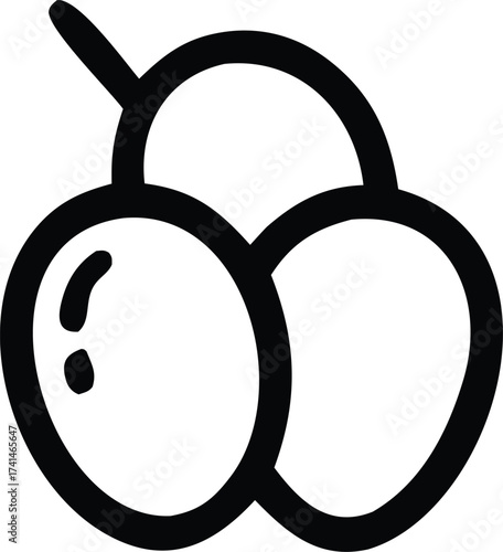 Wallpaper Mural Simple line art representation of three grapes on a stem ideal for food health and lifestyle graphics Torontodigital.ca