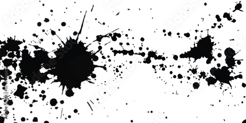 Abstract black ink splatter grunge texture design on isolated on white background