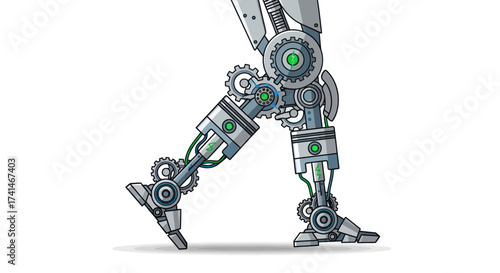 Mechanical Robot Leg Walking with Gears and Pistons.
