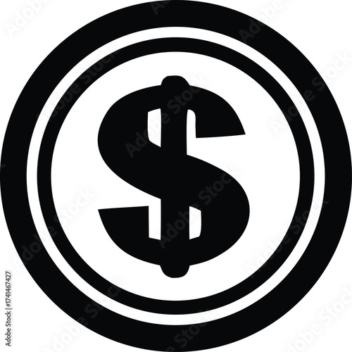 Wallpaper Mural Bold black dollar sign symbol emblem icon centered within concentric circles design element Torontodigital.ca