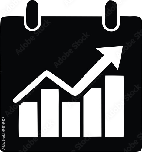 Wallpaper Mural Calendar icon with upward trend bar chart symbolizing business growth and financial planning Torontodigital.ca