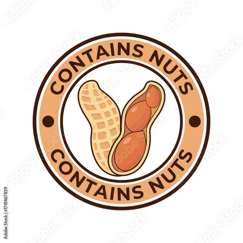 Contains nuts free badge or logo vector template.