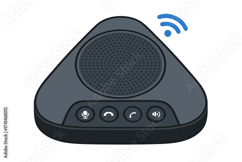 Modern Conference Speaker with Wireless Connectivity and Control Buttons