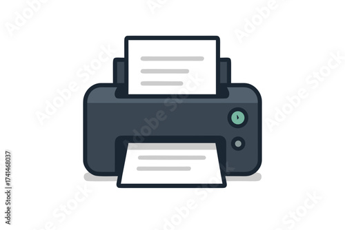 Modern Printer Icon with Paper Displaying Horizontal Lines for Printing
