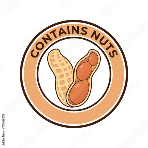 Contains nuts free badge or logo vector template.