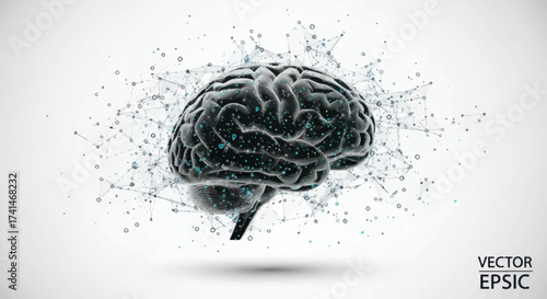 Human Brain with Neural Network Connections Representing Intelligence and Cognitive Function.