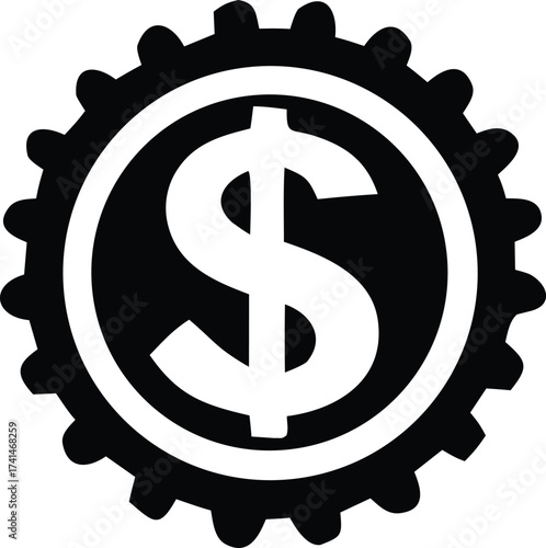 Gear with dollar sign inside symbolizing financial mechanics business operations and economic machinery concepts