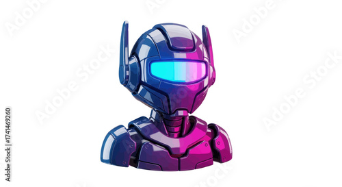 Futuristic Robot Head and Shoulders with Neon Accents.