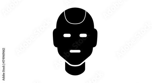 Stylized Black Silhouette of a Humanoid Robot Head.