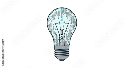 Detailed Illustration of an Incandescent Light Bulb with Internal Filaments.