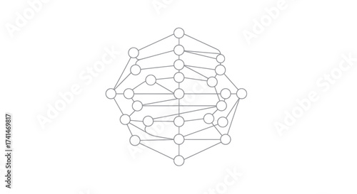 Intricate interconnected network of nodes and lines forming a complex abstract structure.