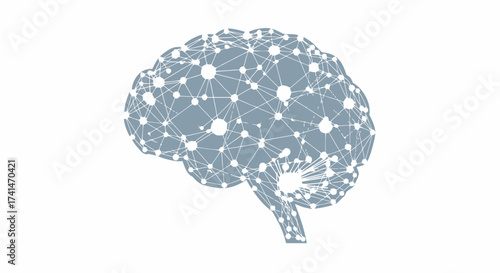 Digital Brain Network Illustration with Connected Dots and Lines.