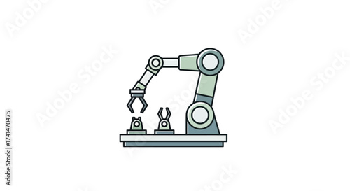 Industrial Robotic Arm with Gripper and Components.