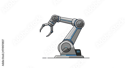 Metallic Robotic Arm with Claw Industrial Automation.