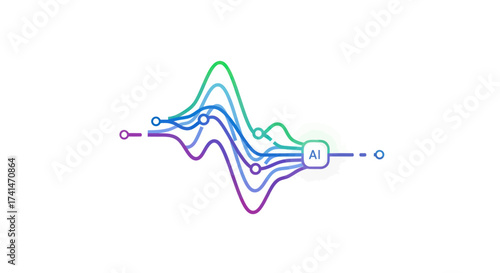 Abstract representation of artificial intelligence data processing and analysis.