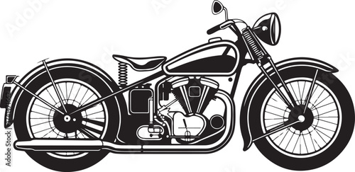 Classic Motorcycle Illustration A Timeless Ride on Two Wheels with Detailed Engine and Frame Depiction