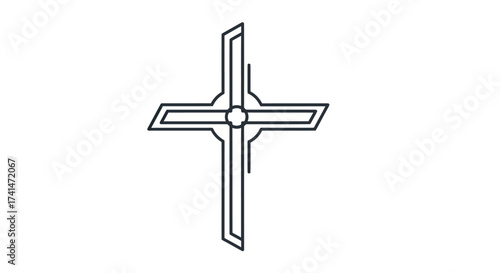 Stylized Outline of a Christian Cross with Geometric Design.