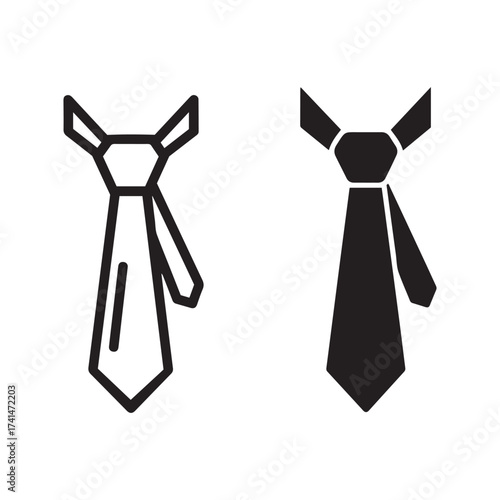 Elegant outline and solid tie icons for formal wear and business attire