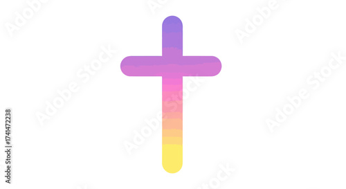 A Vibrant Gradient Christian Cross Symbol with Rounded Edges.