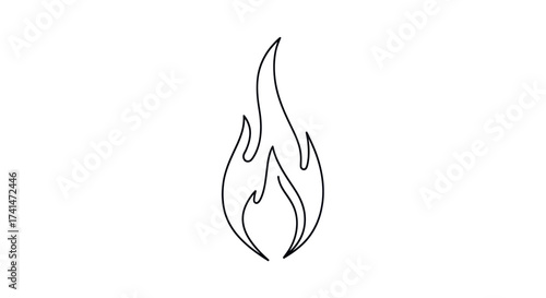 Stylized Line Art Illustration of a Flame.