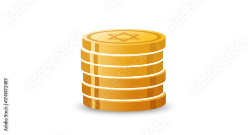 Stack of Golden Coins with Star of David Emblem.
