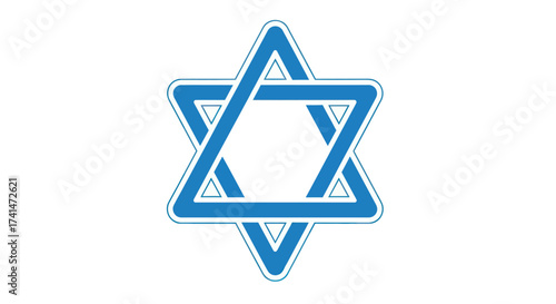 Blue stylized Star of David a Jewish religious symbol and hexagram icon.