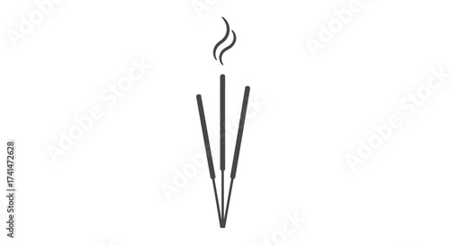 Three lit incense sticks with smoke rising.