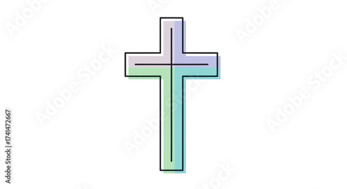 Simple Christian Cross Symbol with Gradient Outline.