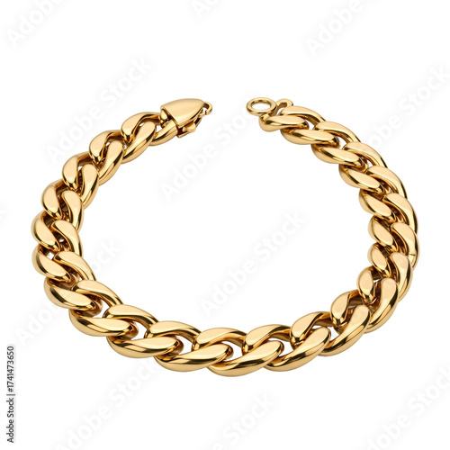 Wallpaper Mural A luxurious gold bracelet isolated on transparent background, showcasing a classic cuban link design, perfect for adding a touch of elegance Torontodigital.ca