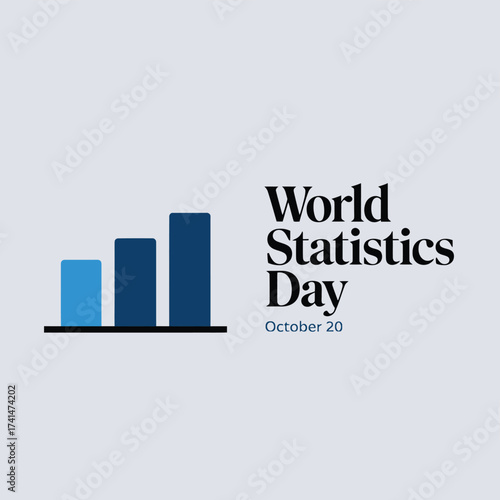 Vector art of world statistics day text with rising bar chart and arrow, representing growth and positive trends in data