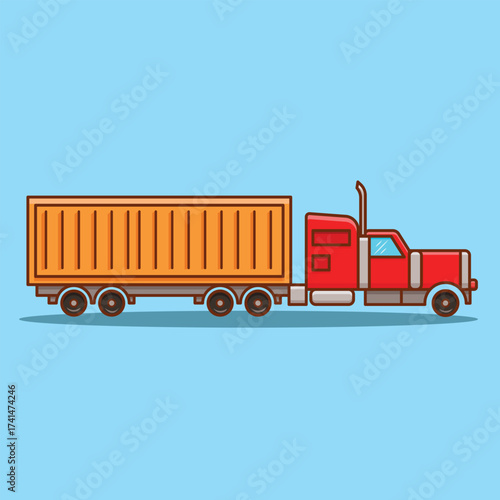 Simple Container Truck Vector Illustration. Transportation Icon Concept Isolated vector. Flat Cartoon Style Suitable for cover, Page, Banner, Flyer, Sticker, Card, Education