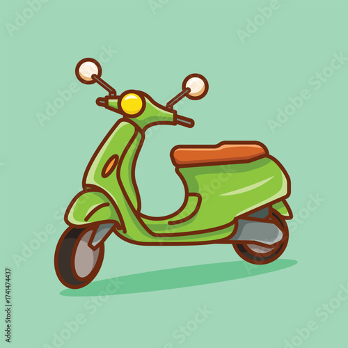 Simple Motorcycle Vector Illustration. Transportation Icon Concept Isolated. Flat Cartoon Style Suitable for Cover, Banner, Flyer, Sticker, Card, Education