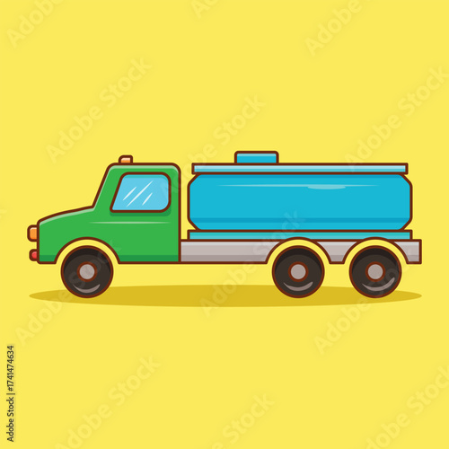 Simple Water Truck Vector Illustration. Transportation Icon Concept Isolated. Flat Cartoon Style Suitable for Cover, Banner, Flyer, Sticker, Card, Education