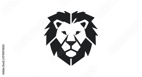 Black geometric lion head emblem a powerful and stylized symbol of strength and courage.