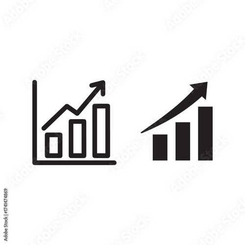 Business growth chart icons showing upward trend and positive financial performance