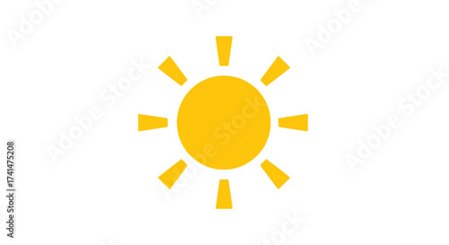 Bright Yellow Sun Icon with Radiating Rays.