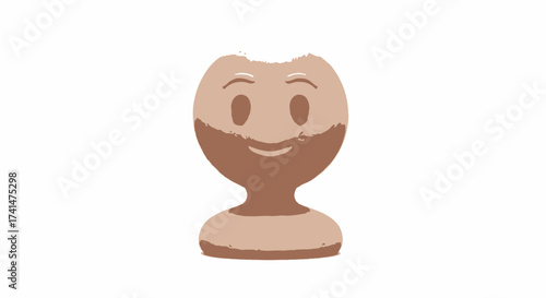 Cute cartoon character with a smiling face and two-toned body.